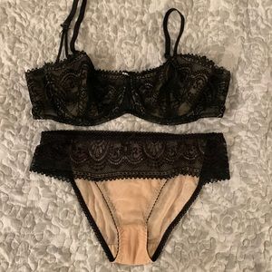 Avidlove Black and beige Bra and Panty set